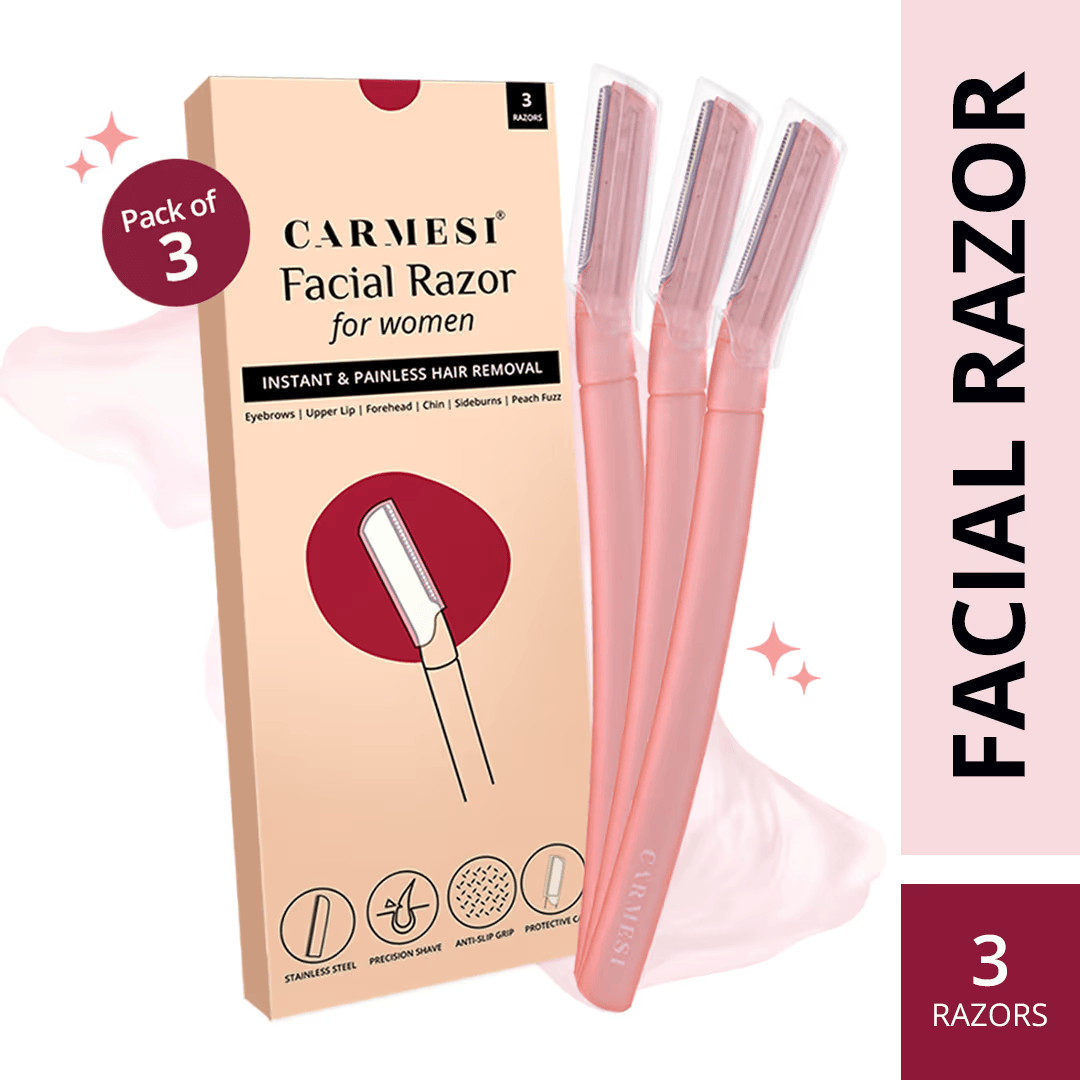 Carmesi Reusable Face Razor For Women Facial Hair- 3 Razors - Instant & Painless Hair Removal
